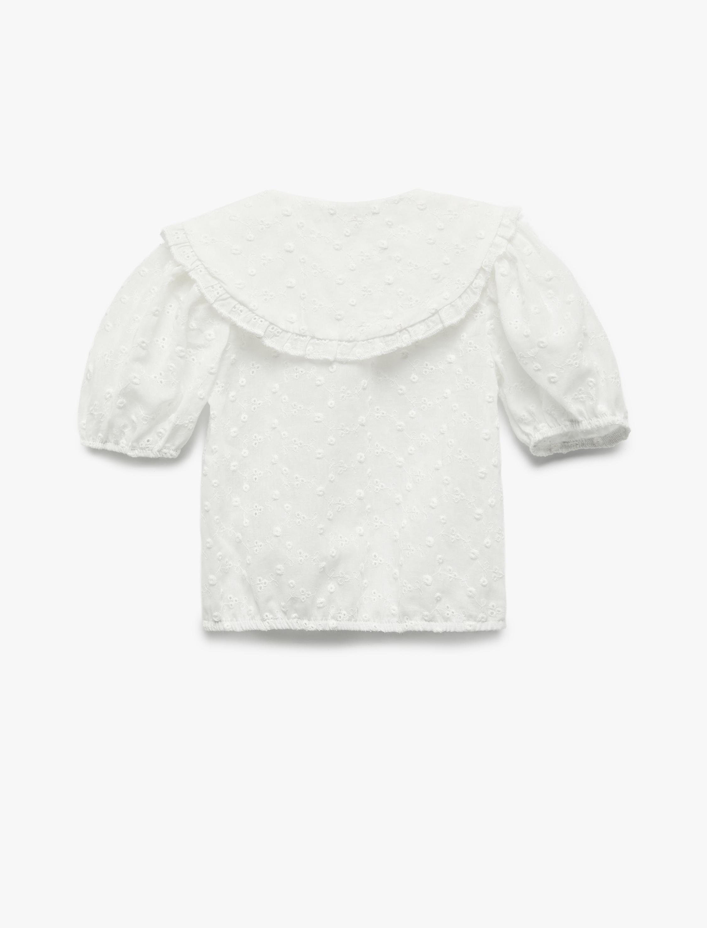  Kız Bebek Pamuklu Kısa Kollu Bebe Yaka Brodeli Gömlek