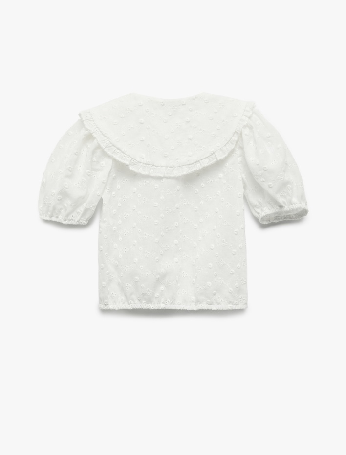 Kız Bebek Pamuklu Kısa Kollu Bebe Yaka Brodeli Gömlek