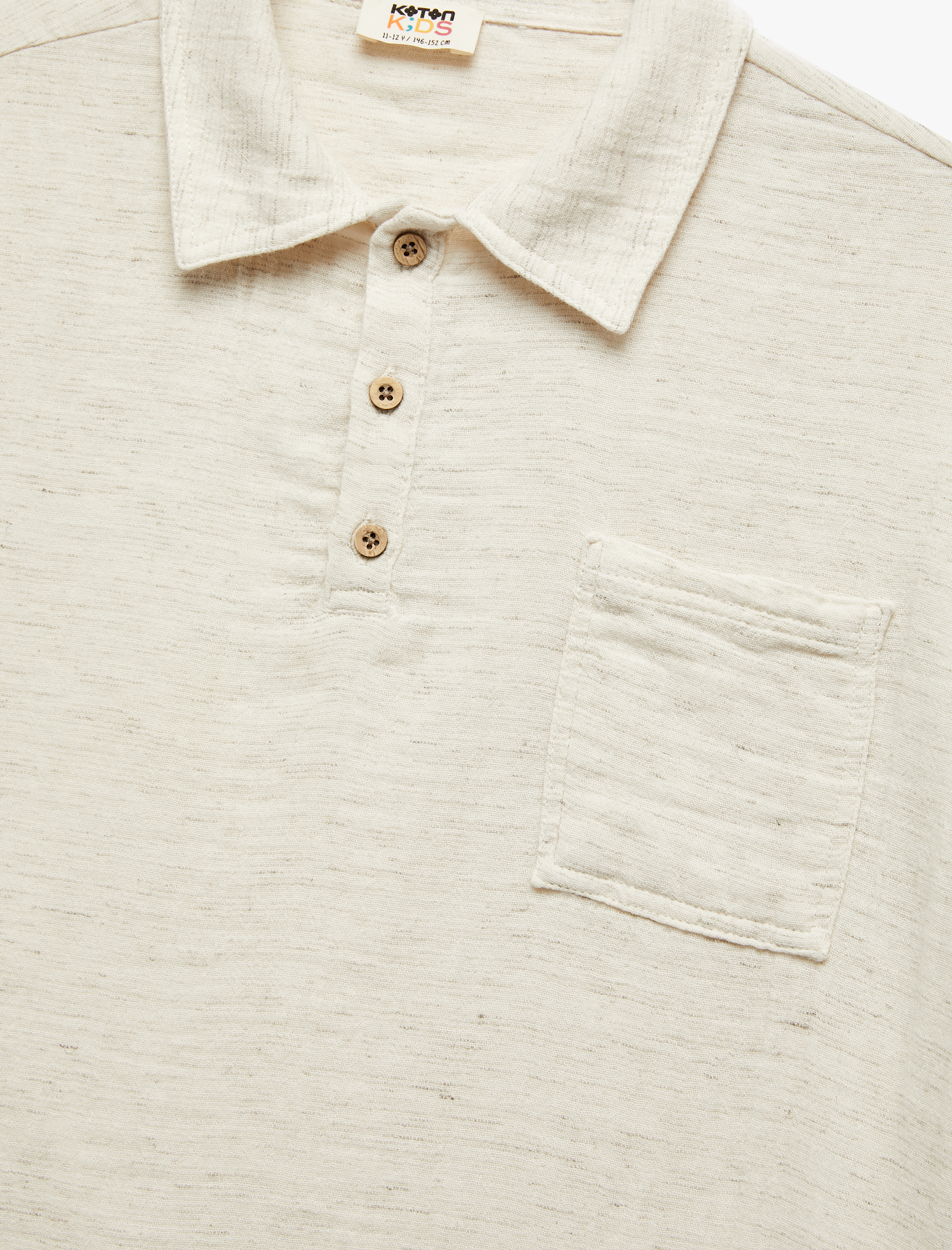  Erkek Çocuk Pamuklu Tek Cepli Düğmeli Basic Kısa Kollu Gömlek