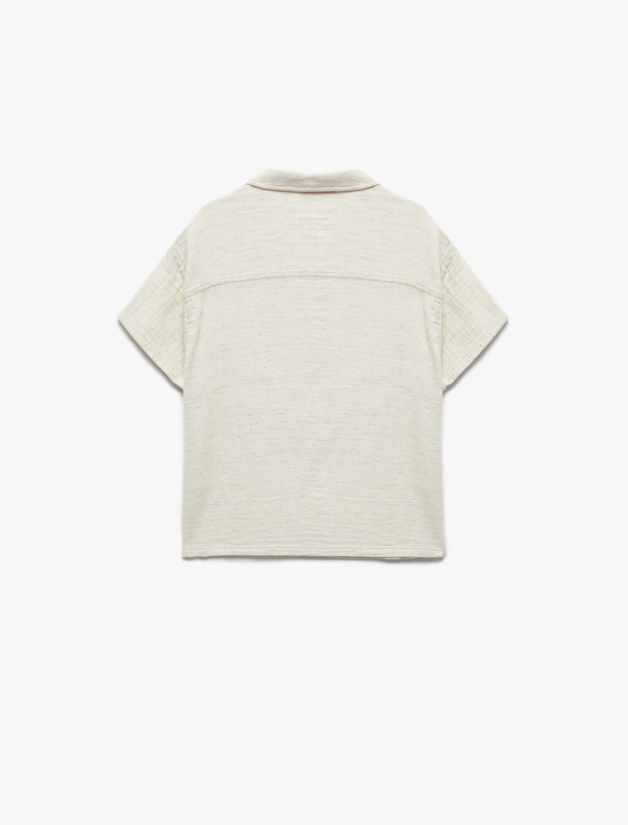 Erkek Çocuk Pamuklu Tek Cepli Düğmeli Basic Kısa Kollu Gömlek