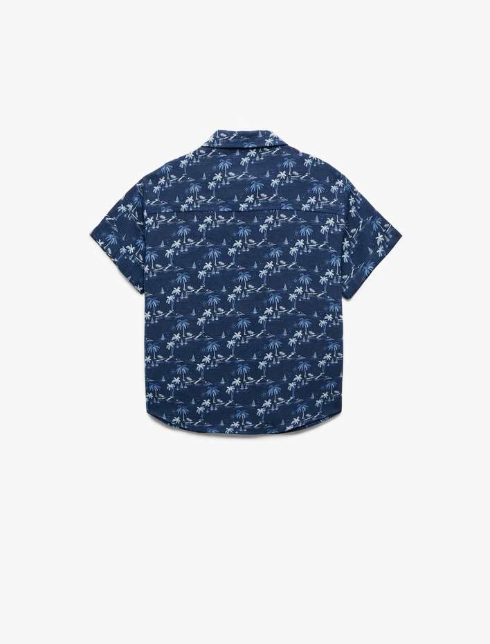 Erkek Çocuk Keten ve Viskon Karışımlı Kısa Kollu Gömlek