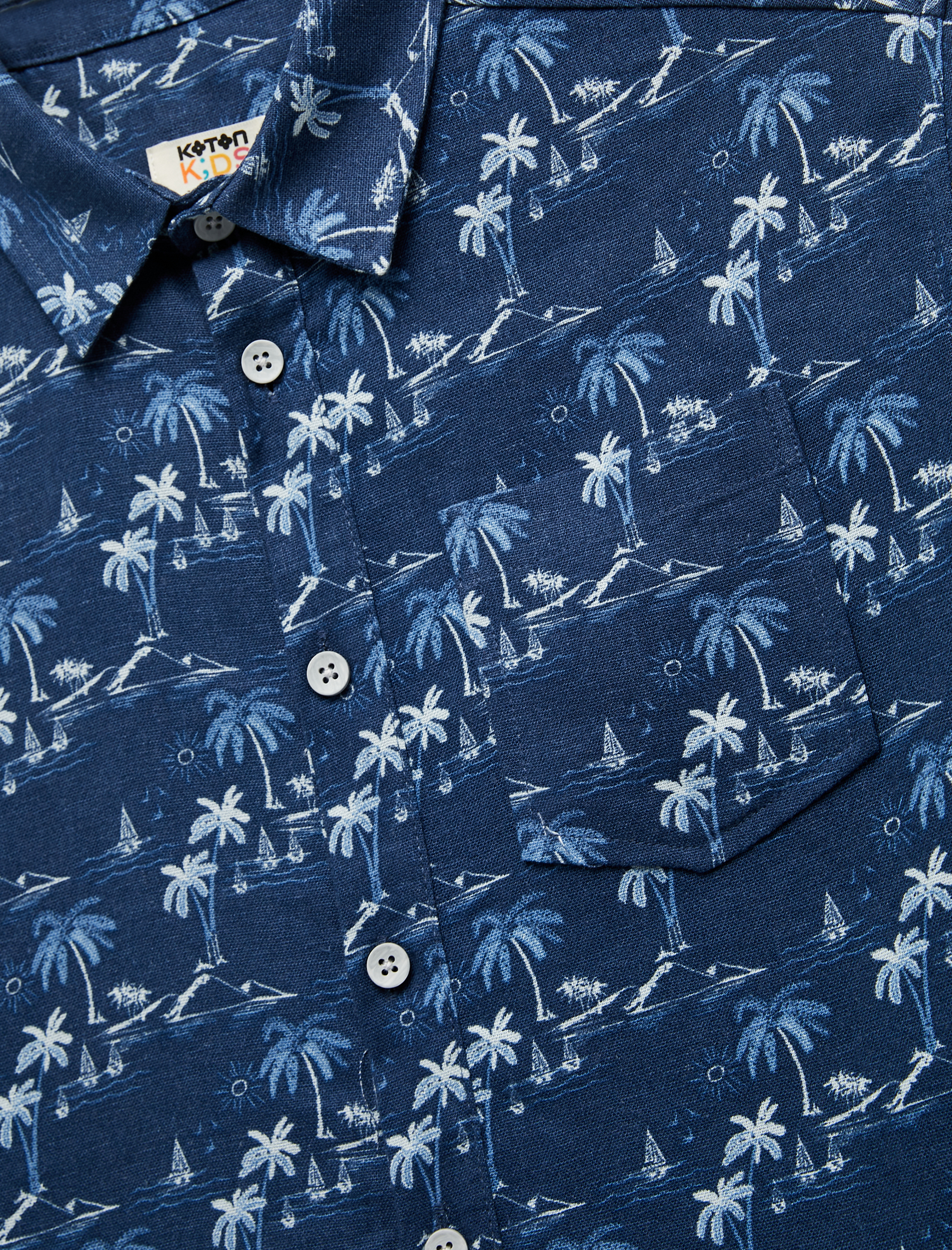  Erkek Çocuk Keten ve Viskon Karışımlı Kısa Kollu Gömlek