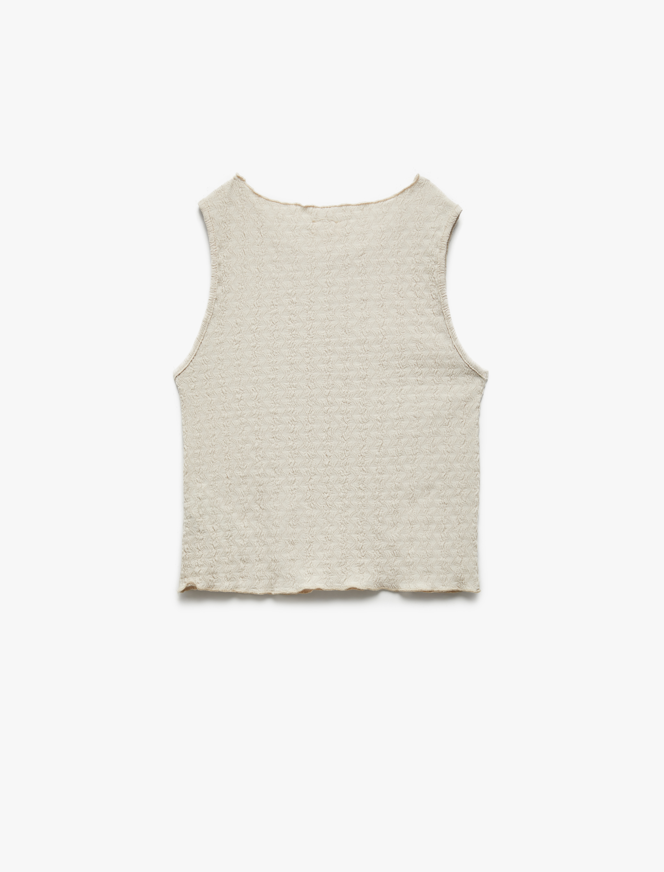  Kız Çocuk Bisiklet Yaka Kolsuz Basic Dokulu Crop Atlet