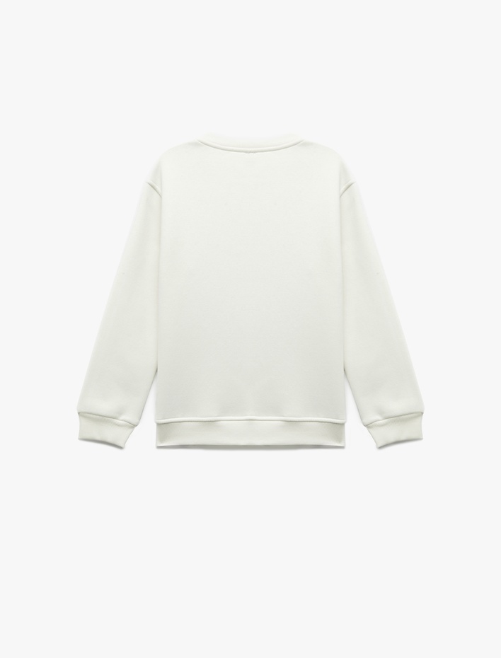Erkek Çocuk Baskılı Uzun Kollu Bisiklet Yaka Şardonlu Sweatshirt