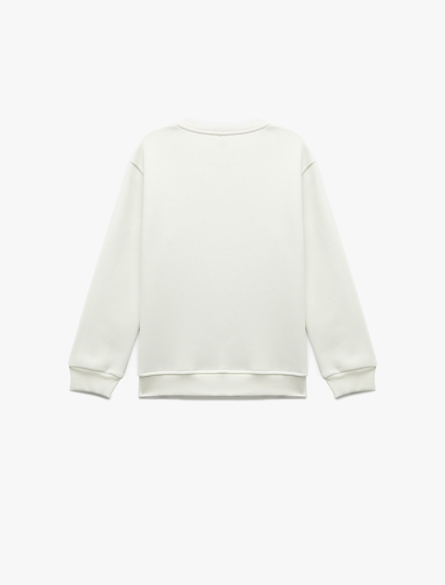  Erkek Çocuk Baskılı Uzun Kollu Bisiklet Yaka Şardonlu Sweatshirt