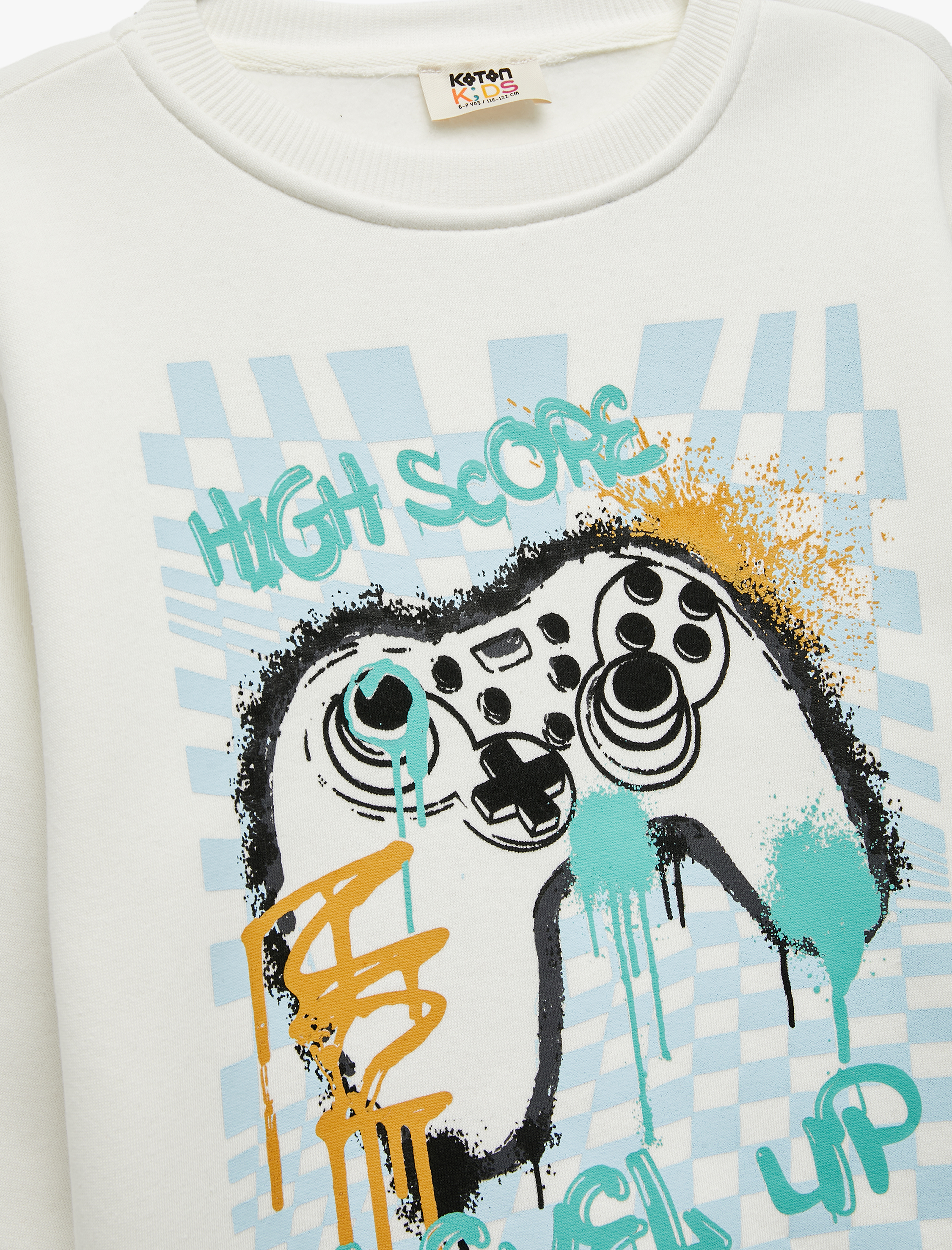  Erkek Çocuk Baskılı Uzun Kollu Bisiklet Yaka Şardonlu Sweatshirt