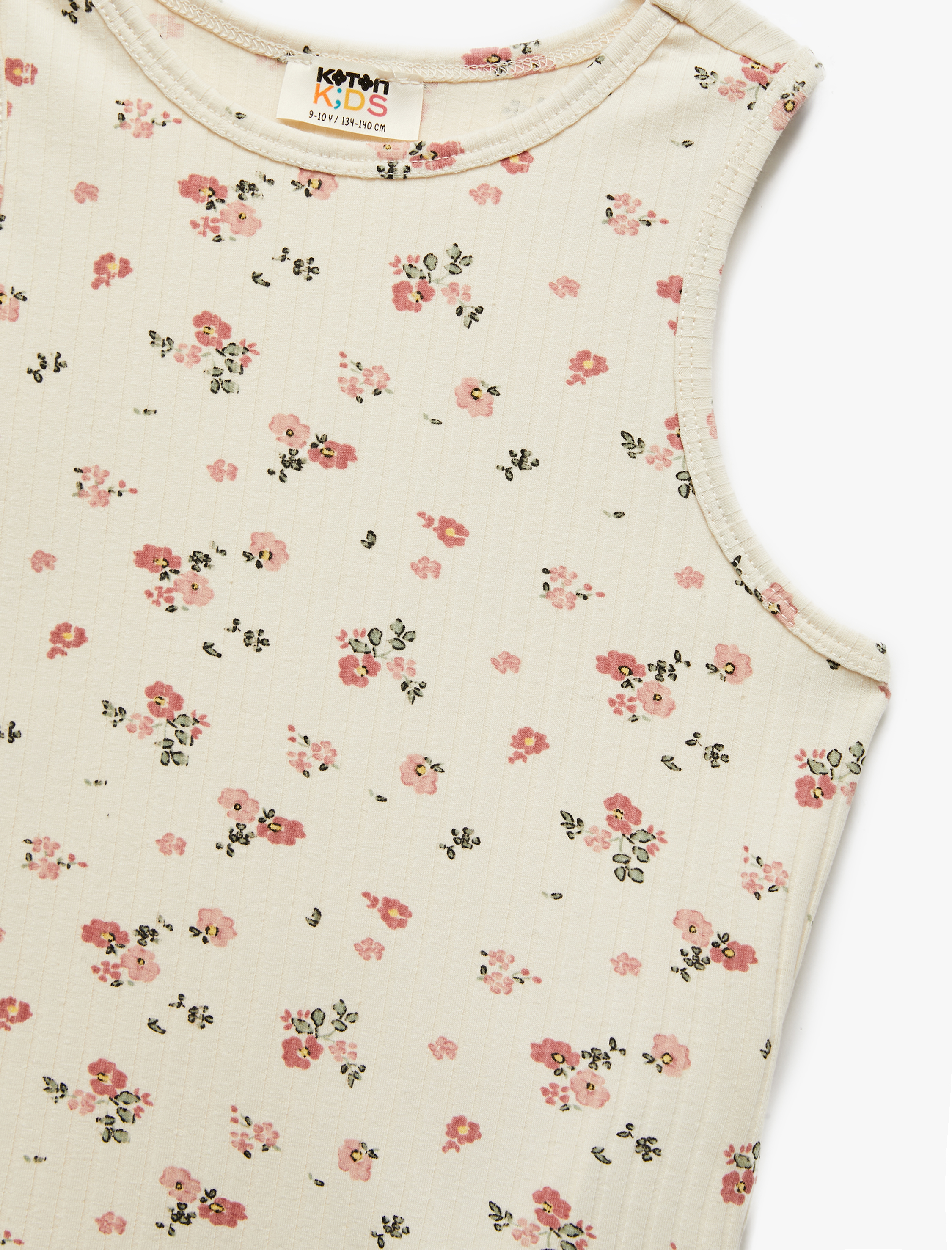  Kız Çocuk Çiçek Desenli Bisiklet Yaka Kaşkorse Atlet