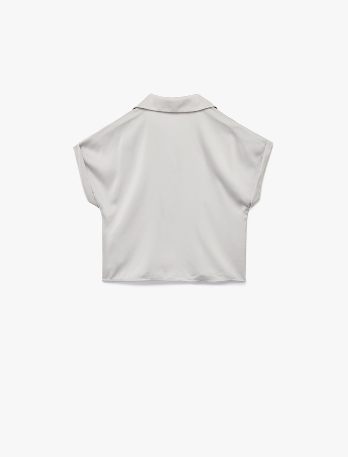  Regular Fit Kısa Kollu Saten Gömlek