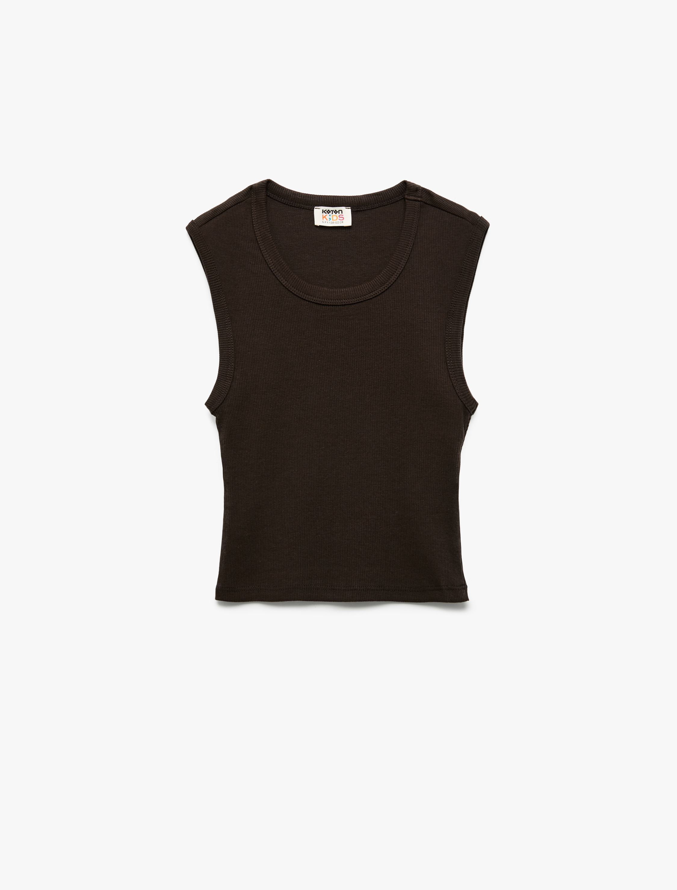  Kız Çocuk Pamuklu Kaşkorse Kolsuz Bisiklet Yaka Basic Crop Atlet