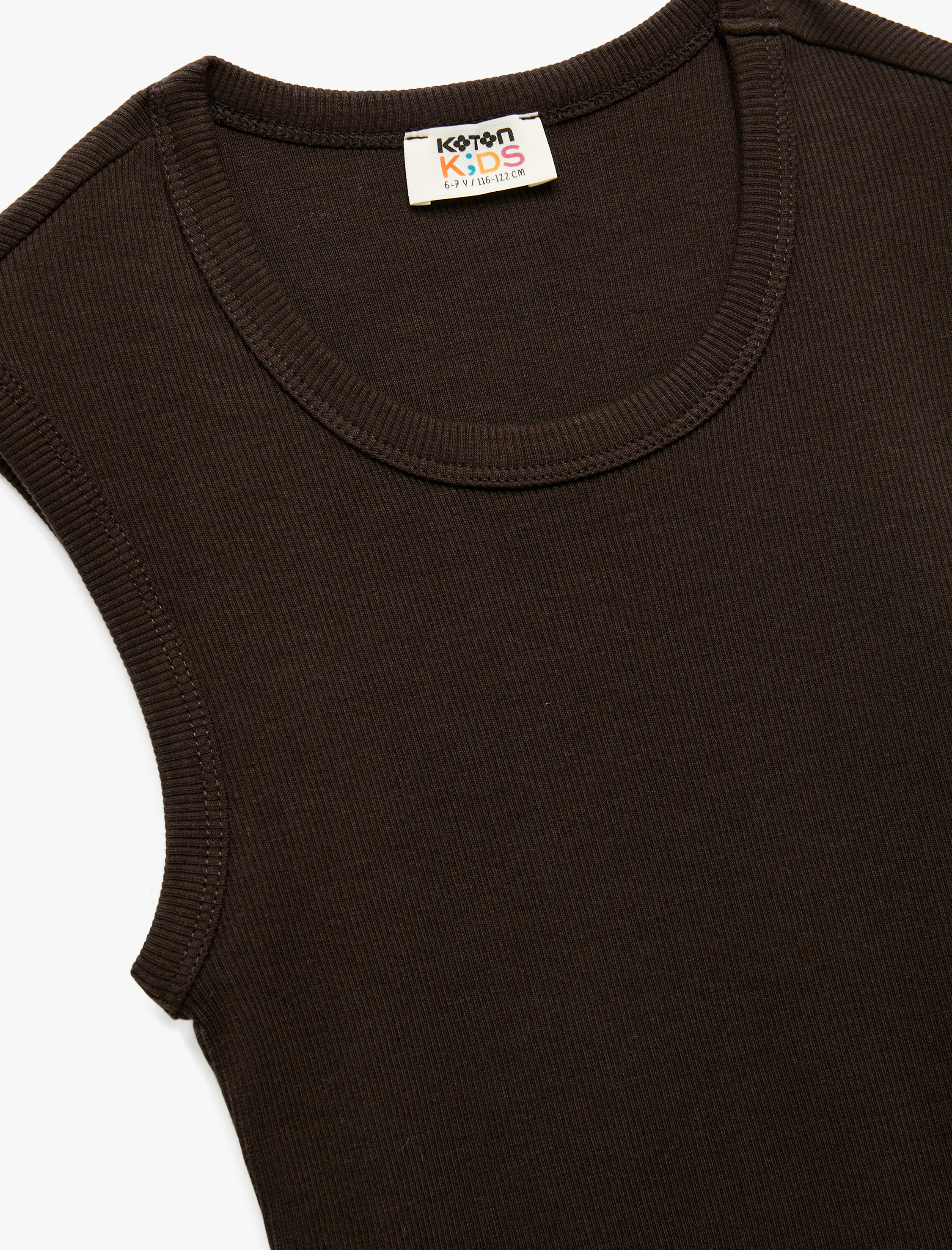  Kız Çocuk Pamuklu Kaşkorse Kolsuz Bisiklet Yaka Basic Crop Atlet