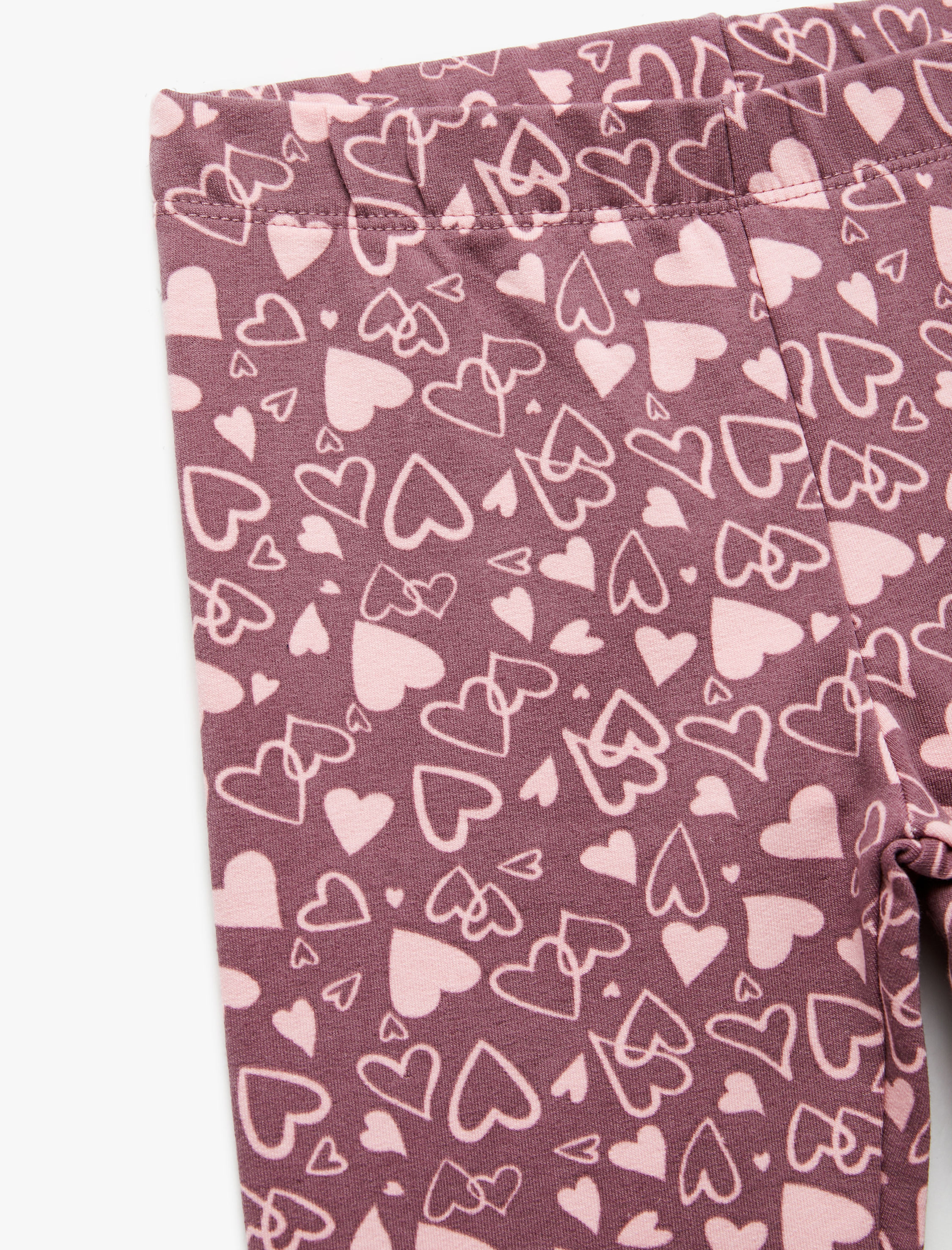  Kız Çocuk Şardonlu Kalp Desenli Pamuklu Uzun Tayt