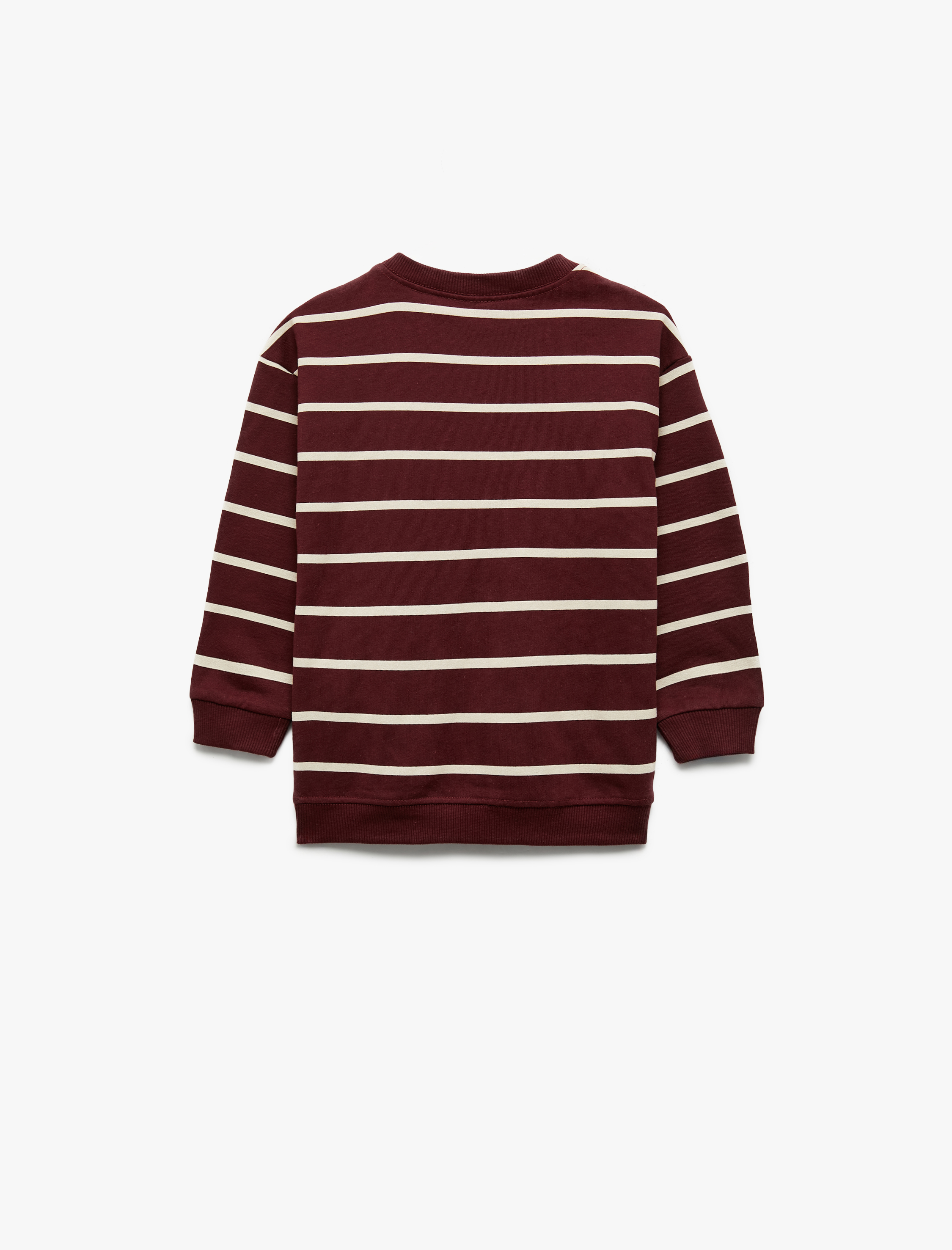  Kız Bebek Şardonlu Ayıcık Baskılı Uzun Kollu Bisiklet Yaka Çizgili Sweatshirt