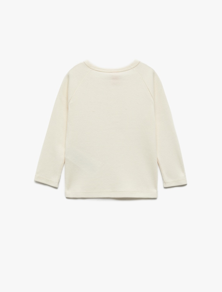 Erkek Bebek Dokulu Uzun Kollu Bisiklet Yaka Pamuklu Tişört