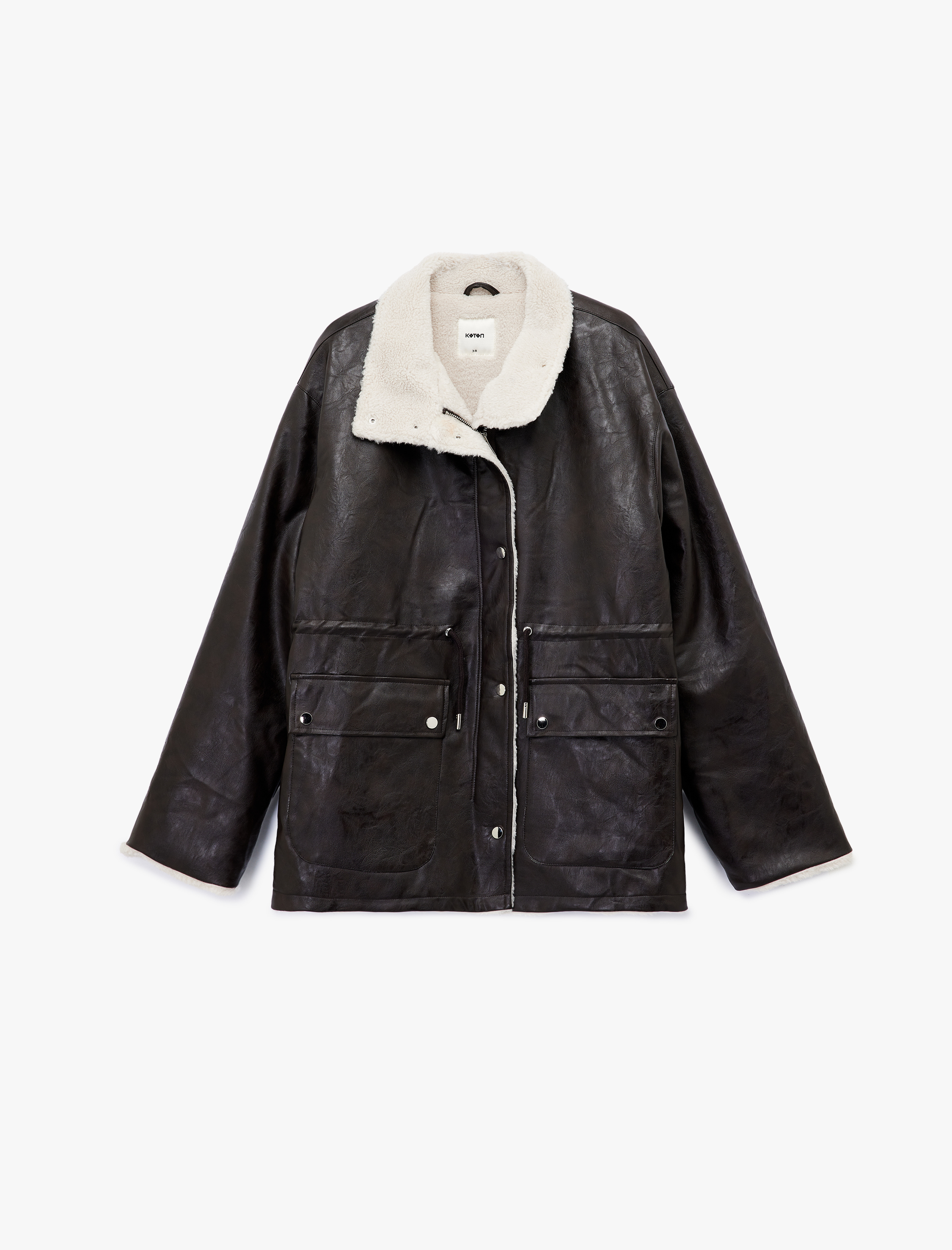   Koton X Sibil Çetinkaya - Bonded Kaban Uzun Kollu Kruvaze İçi Peluş Astarlı