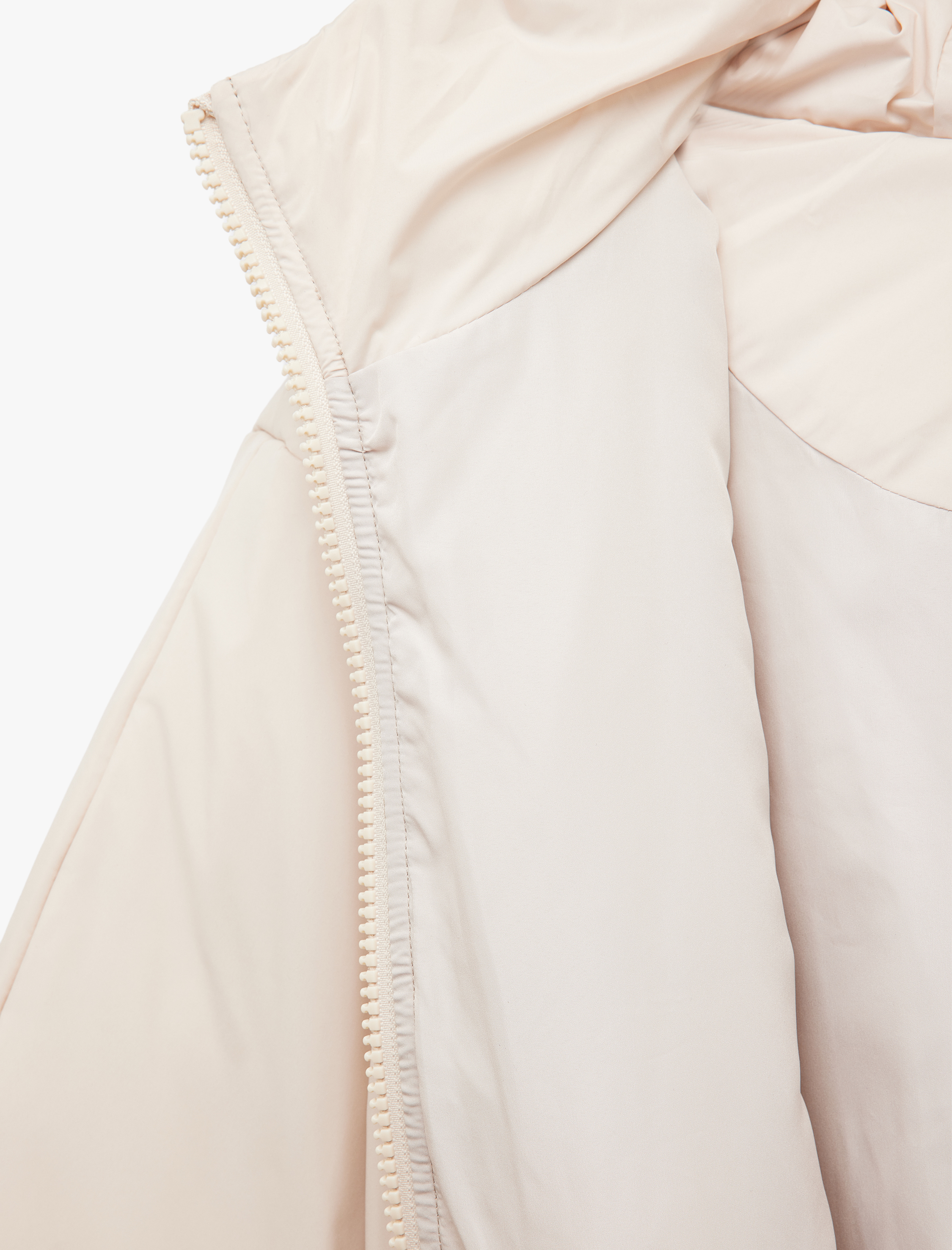   Fermuarlı Uzun Kollu Su İtici Kapüşonlu Crop Şişme Mont