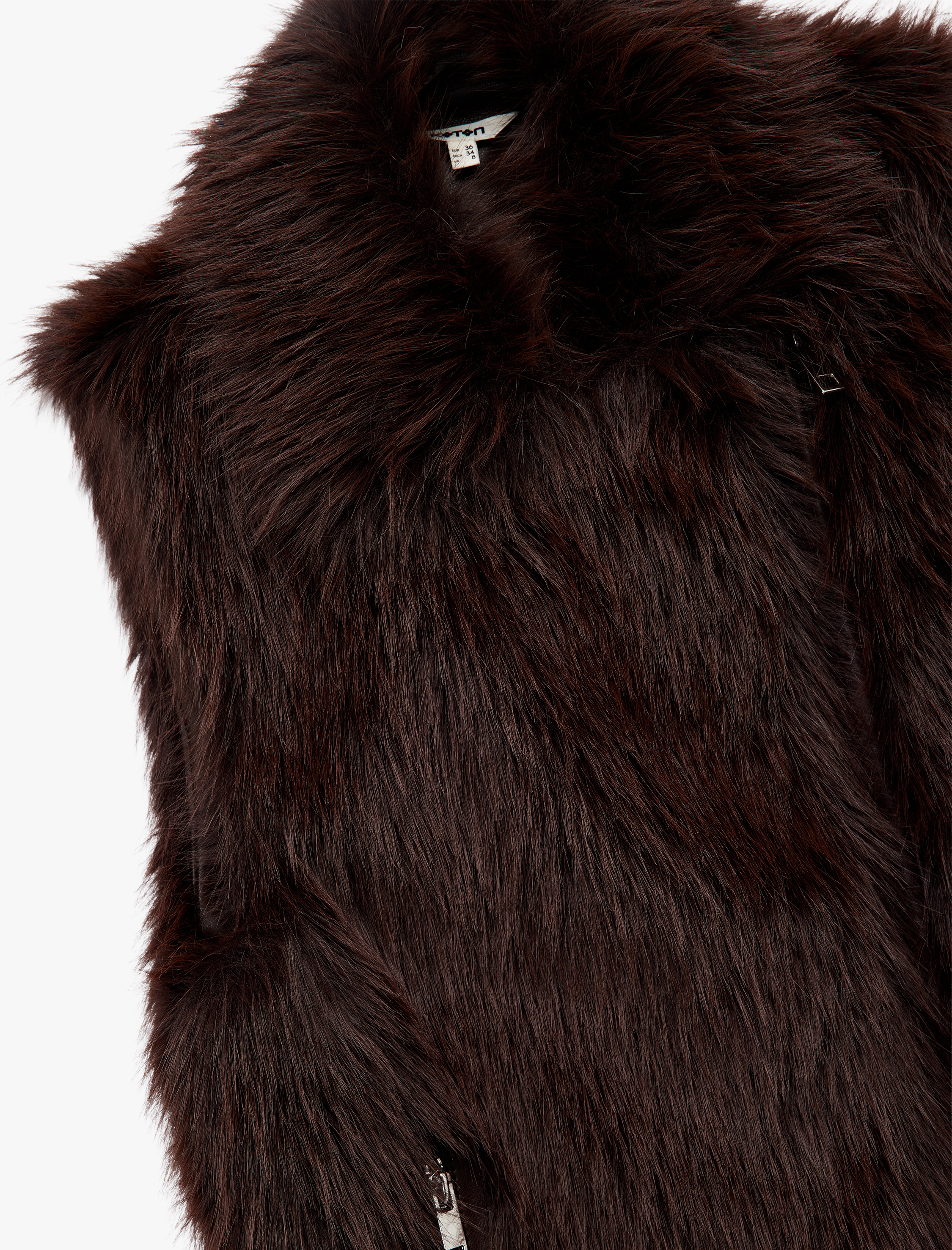   Kolsuz Fermuarlı Cepli Crop Suni Kürk Yelek