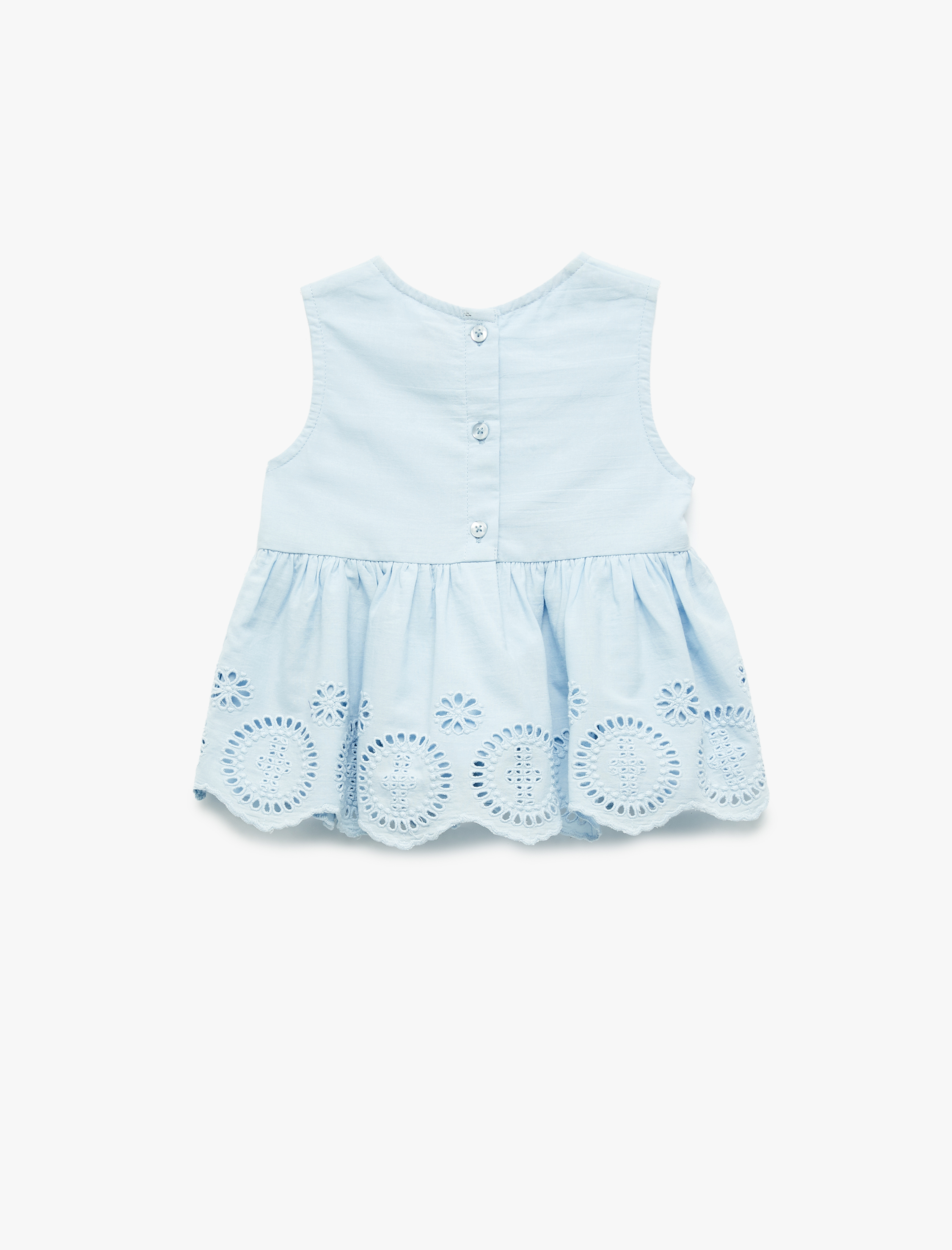  Kız Bebek Pamuklu Fistolu Bisiklet Yaka Kolsuz Bluz