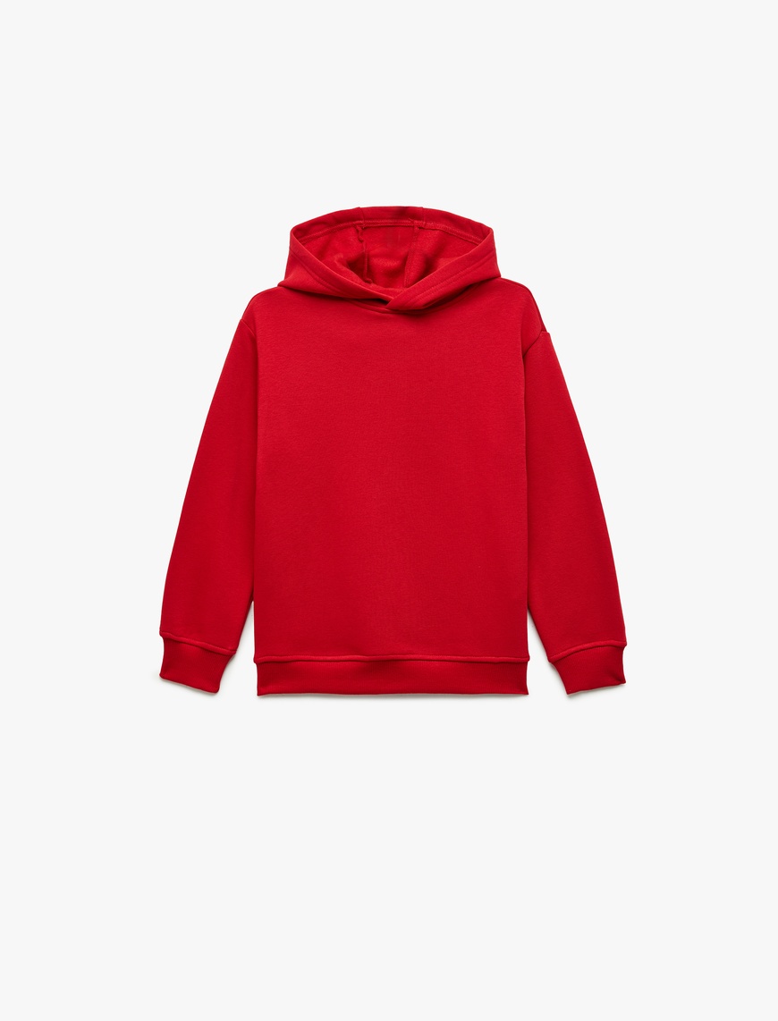  Erkek Çocuk Oversize Şardonlu Uzun Kollu Basic Kapşonlu Sweatshirt