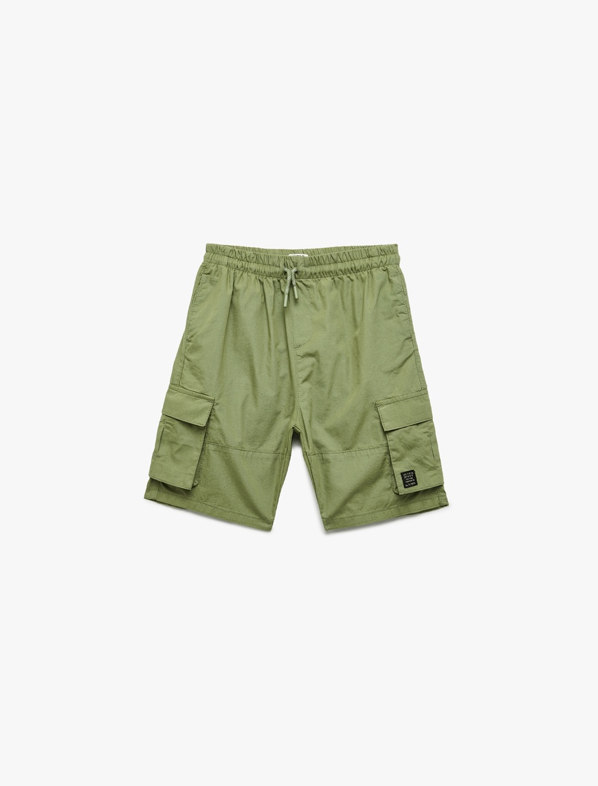  Erkek Çocuk Pamuklu Kargo Cepli Gabardin Şort