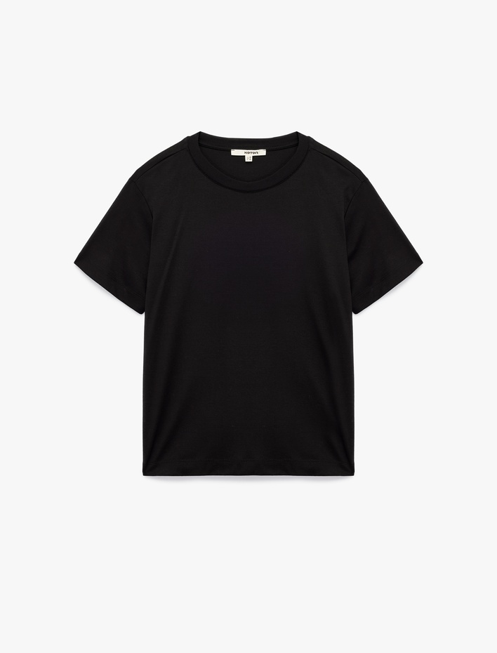  Pamuk Modal Karışımlı Slim Fit Kısa Kollu Bisiklet Yaka Basic Tişört