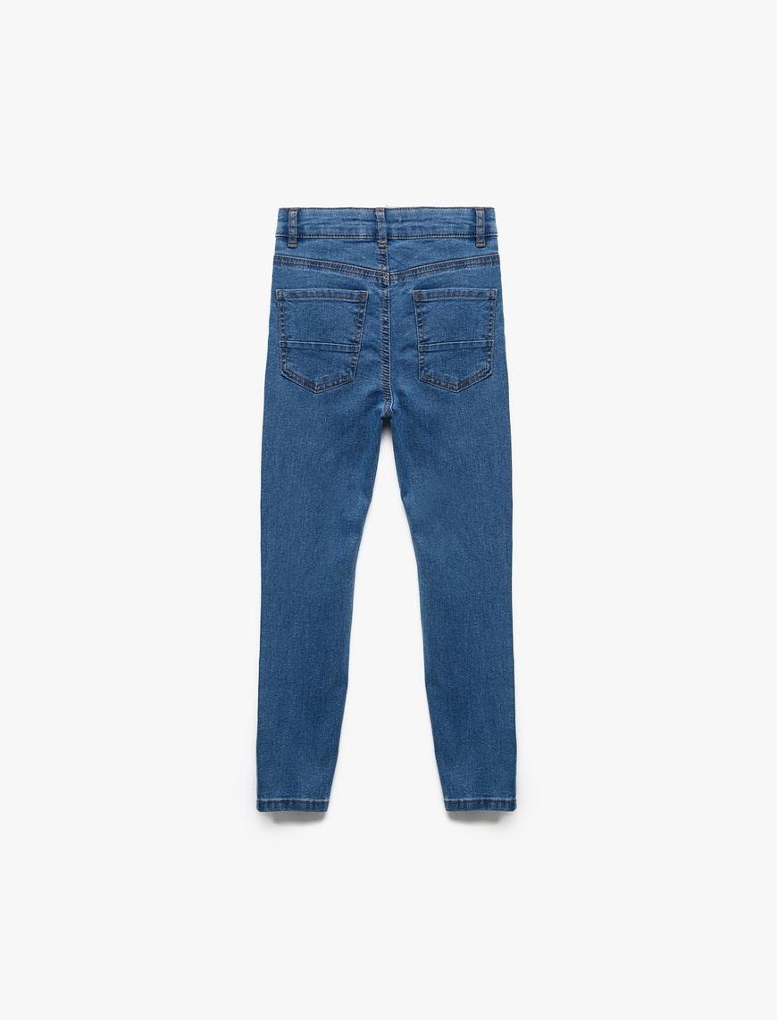  Erkek Çocuk Pamuklu Ayarlanabilir Lastikli Slim Fit Denim Pantolon