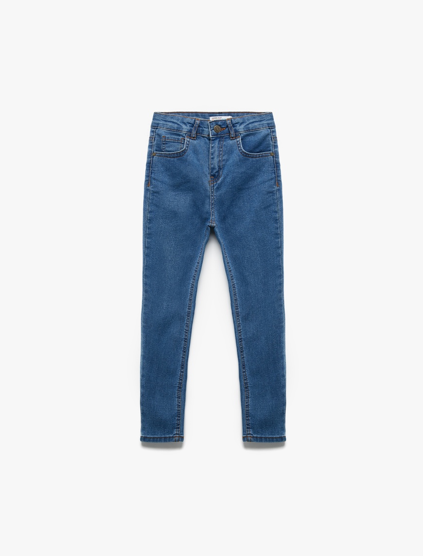  Erkek Çocuk Pamuklu Ayarlanabilir Lastikli Slim Fit Denim Pantolon