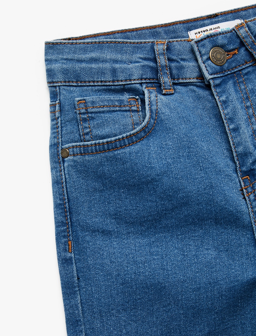 Erkek Çocuk Pamuklu Ayarlanabilir Lastikli Slim Fit Denim Pantolon
