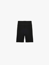 Yüksek Bel Slim Fit Biker Spor Tayt