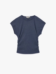Bürümcük Kumaş Slim Fit Kısa Kollu Bisiklet Yaka Tişört