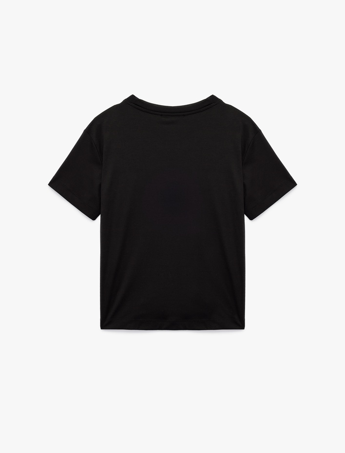  Pamuk Modal Karışımlı Slim Fit Kısa Kollu Bisiklet Yaka Basic Tişört