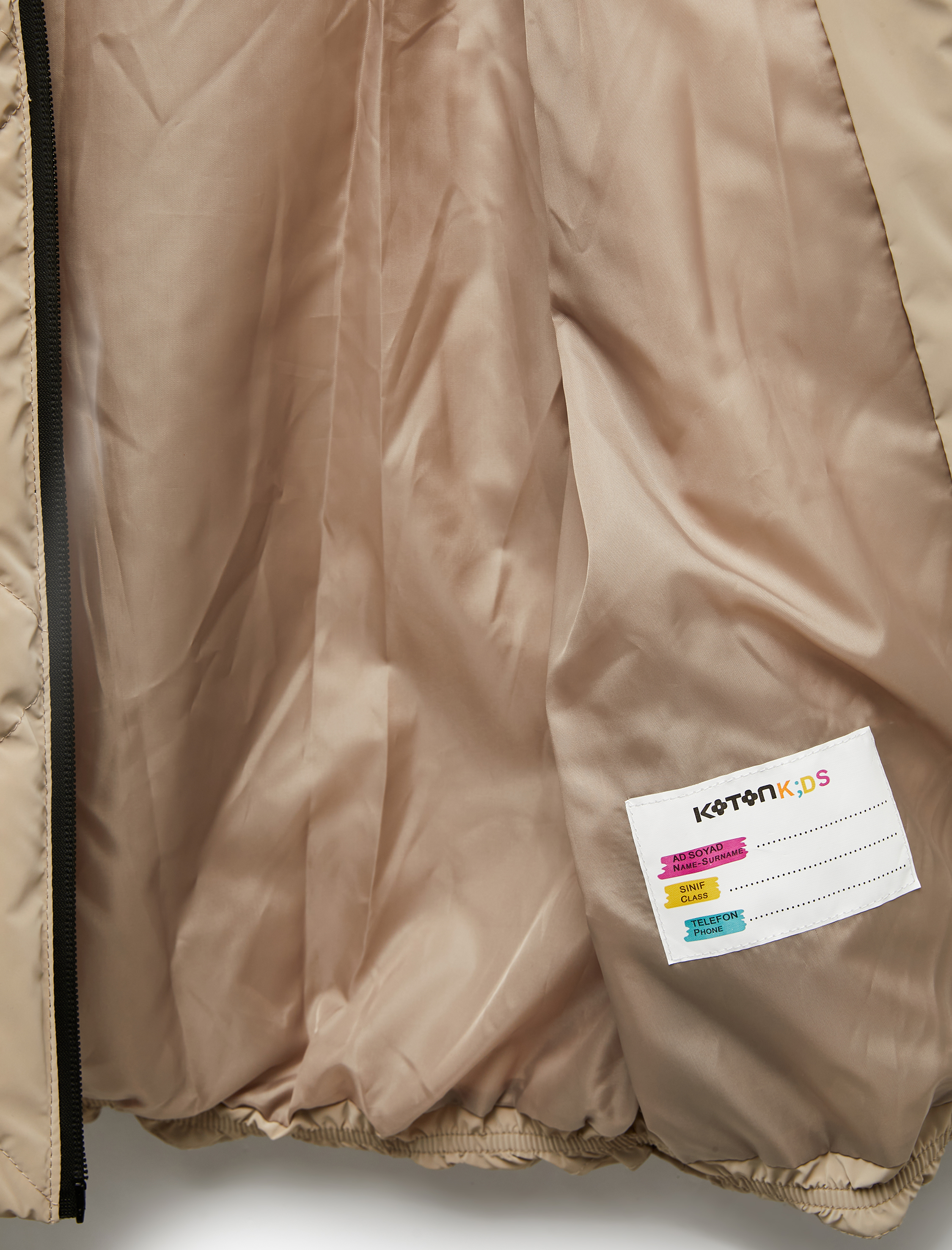  Kız Çocuk Uzun Kollu Fermuarlı Kapitone Kapşonlu Şişme Mont