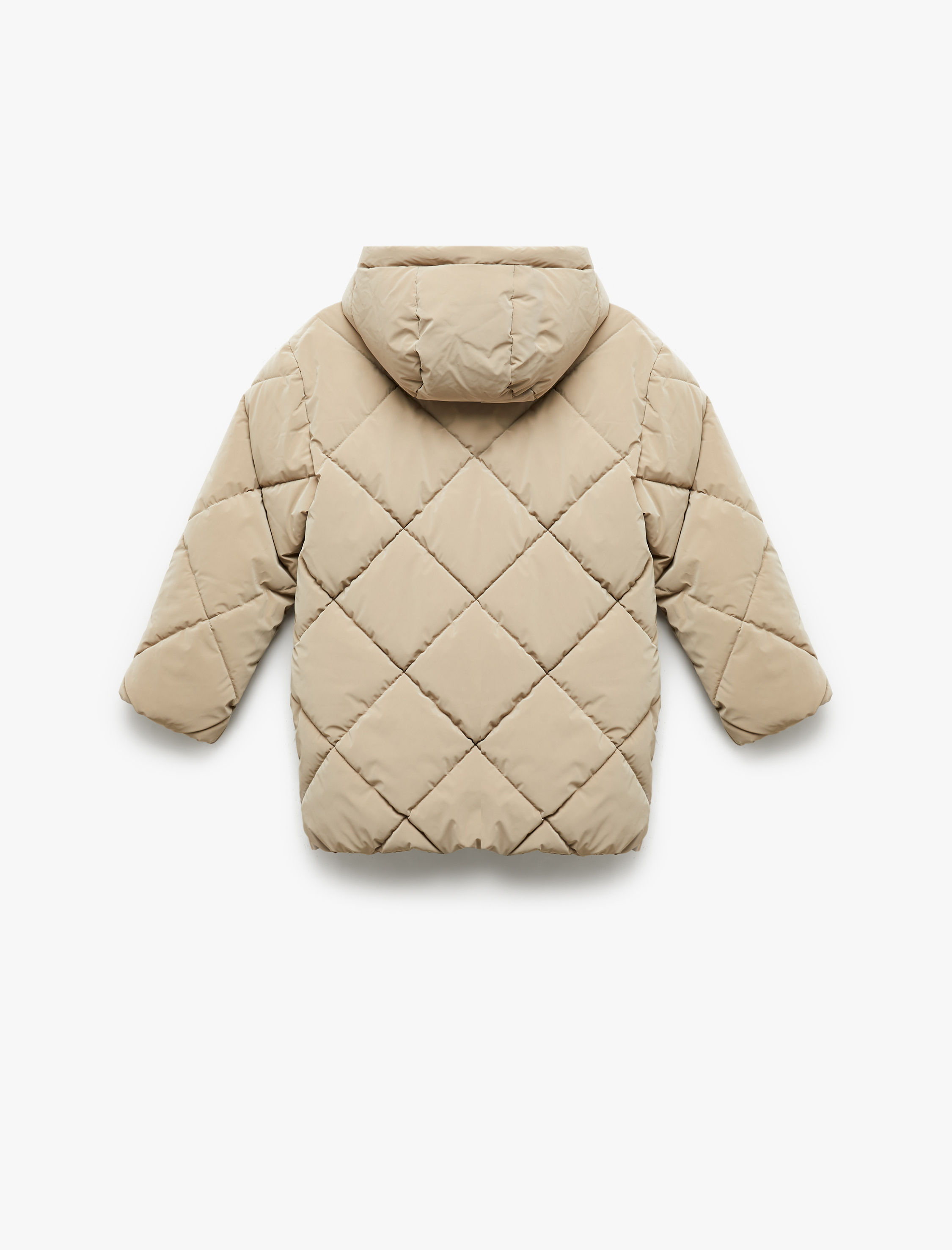  Kız Çocuk Uzun Kollu Fermuarlı Kapitone Kapşonlu Şişme Mont