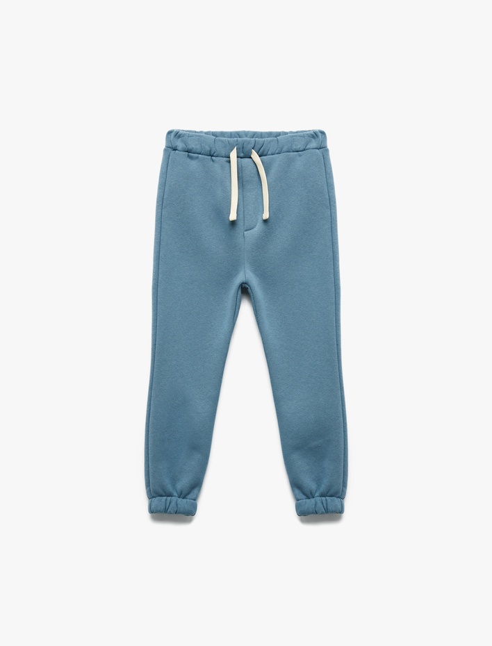 Erkek Bebek Beli Bağcıklı Pamuklu Basic Jogger Eşofman Altı