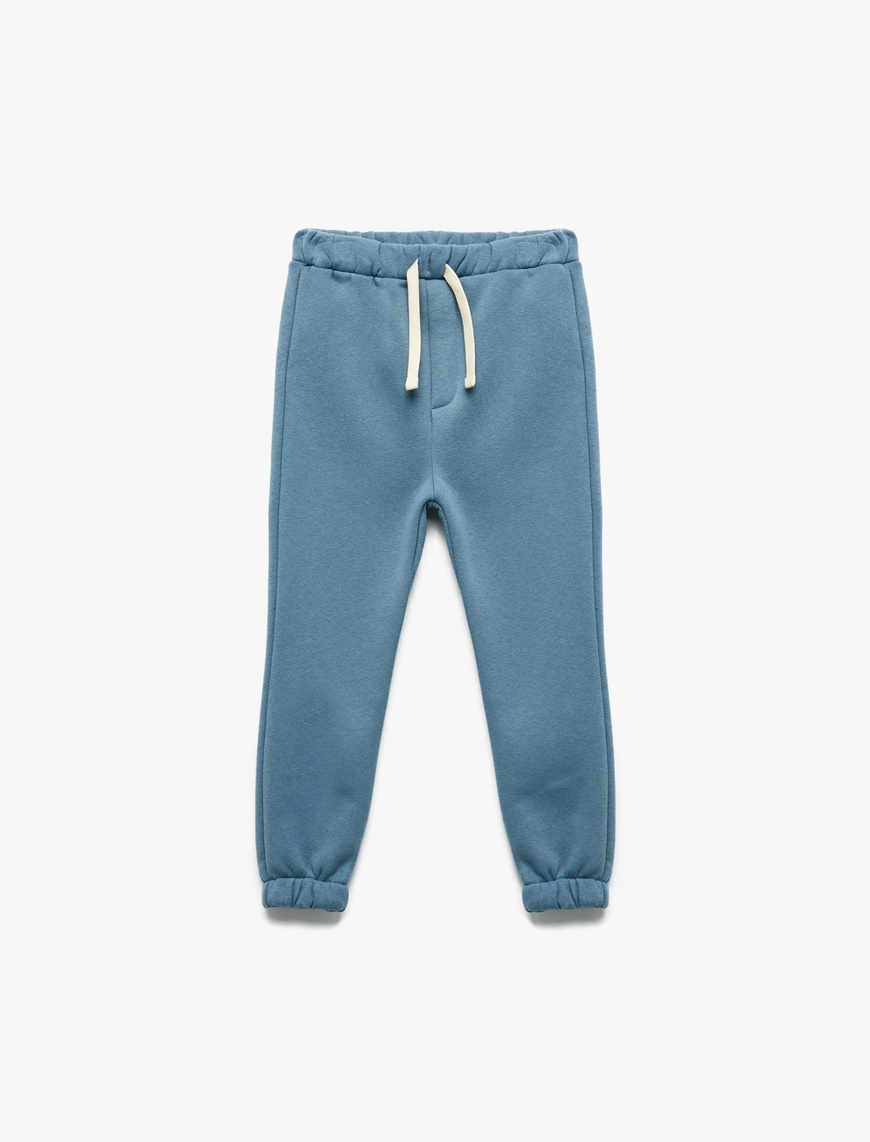  Erkek Bebek Beli Bağcıklı Pamuklu Basic Jogger Eşofman Altı