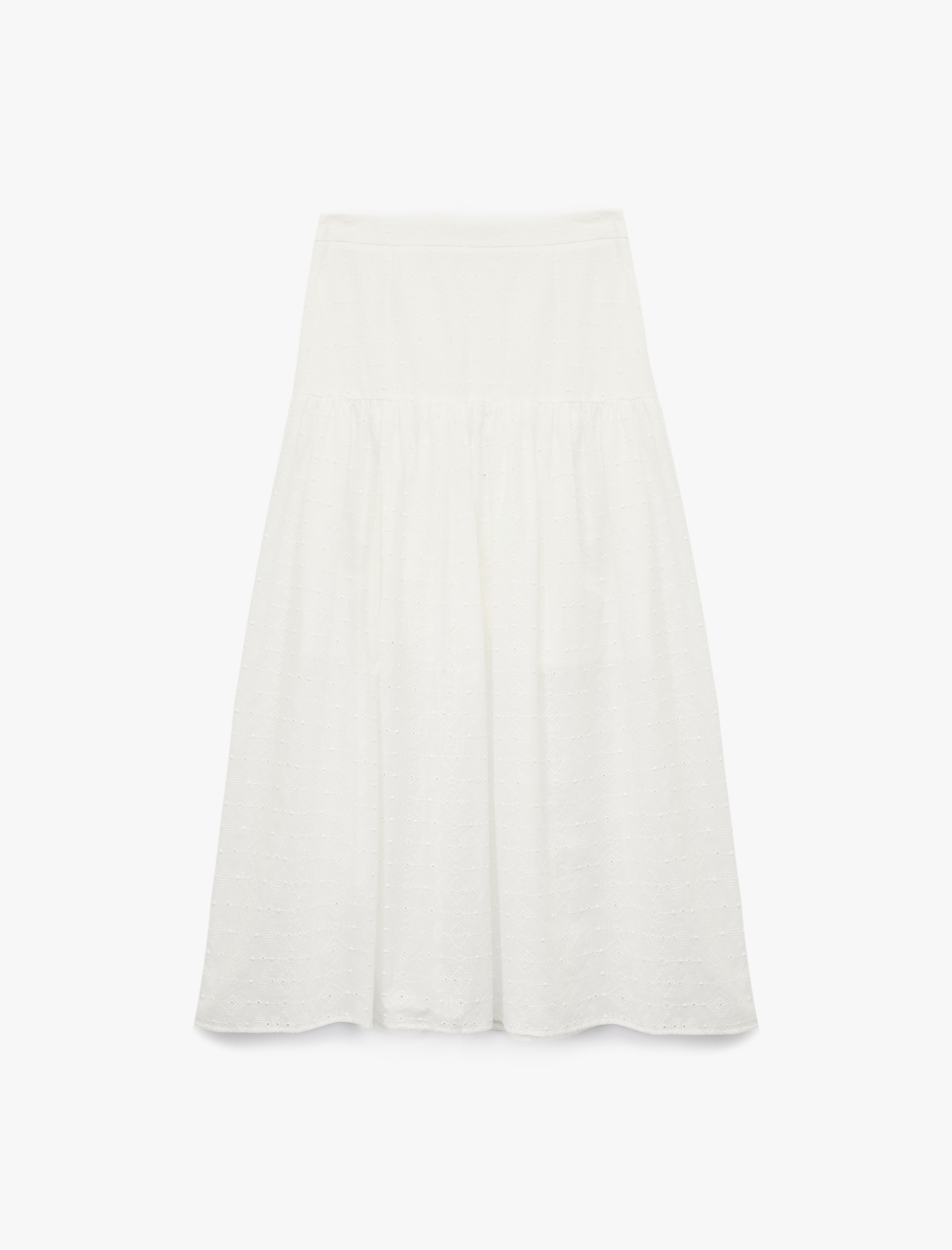   Pamuklu Rahat Kesim Midi Kloş Etek