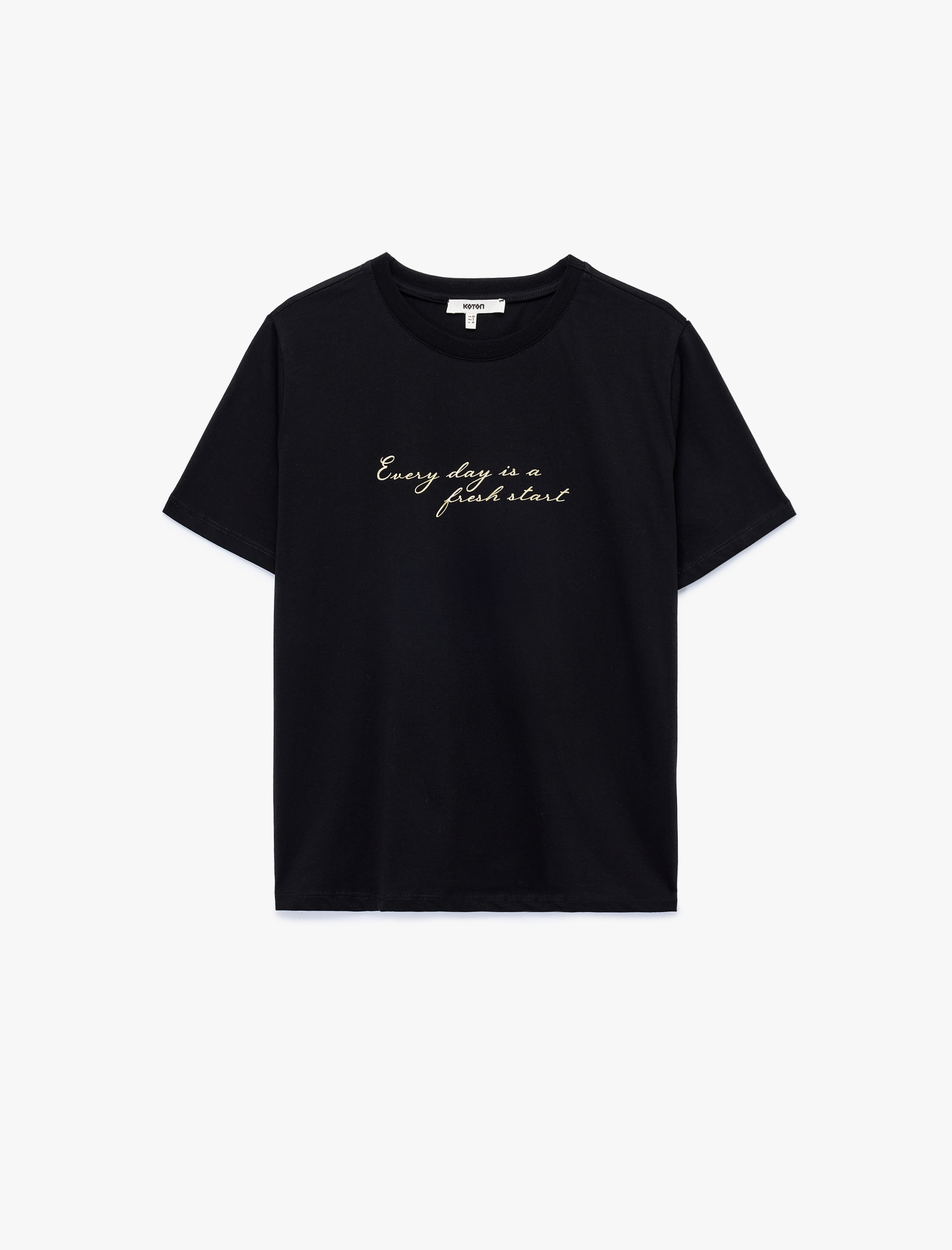   Regular Fit Kısa Kollu Bisiklet Yaka Pamuklu Baskılı Tişört