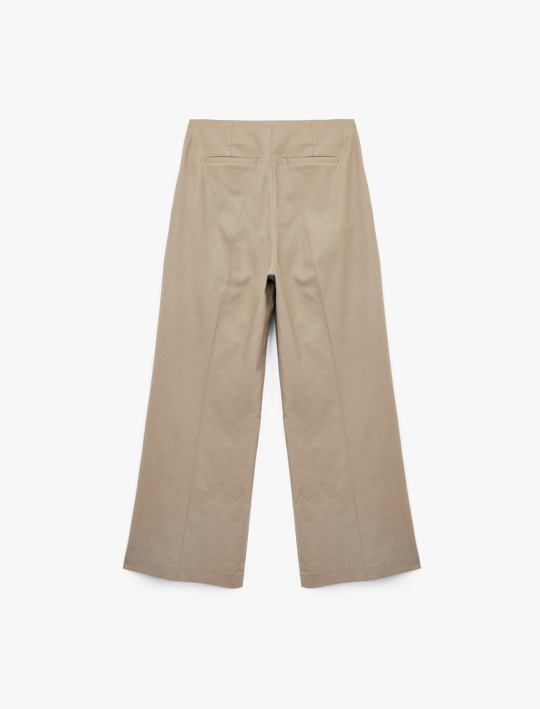   Straight Fit Cep Detaylı Pamuk Keten Karışımlı Pantolon