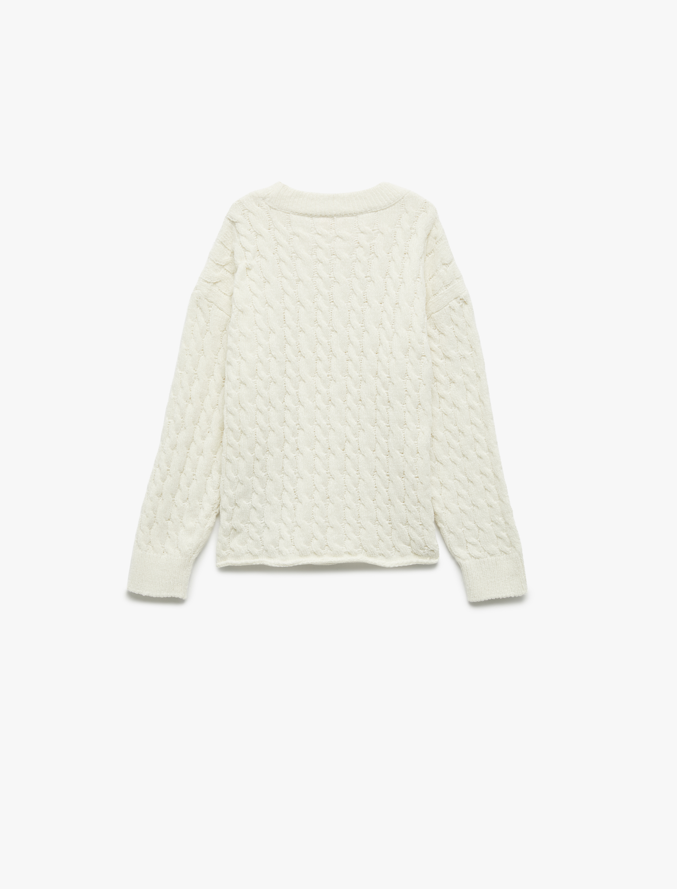 Kız Çocuk Uzun Kollu Bisiklet Yaka Örgü Detaylı Triko Kazak