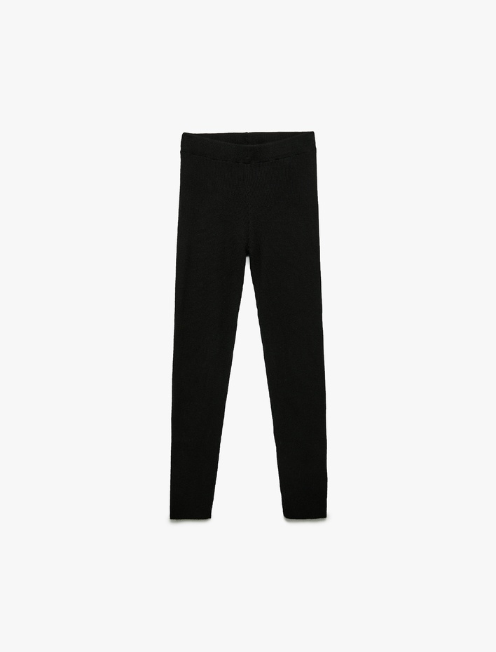 Kız Çocuk Viskon Karışımlı Ribanalı Dar Kesim Basic Triko Pantolon