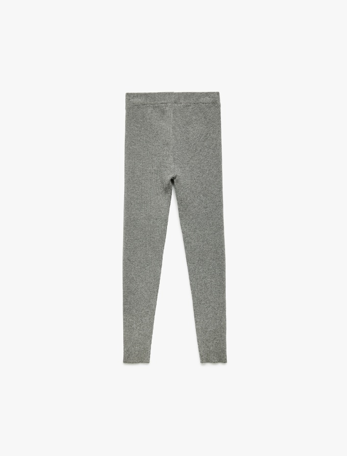 Kız Çocuk Viskon Karışımlı Ribanalı Dar Kesim Basic Triko Pantolon