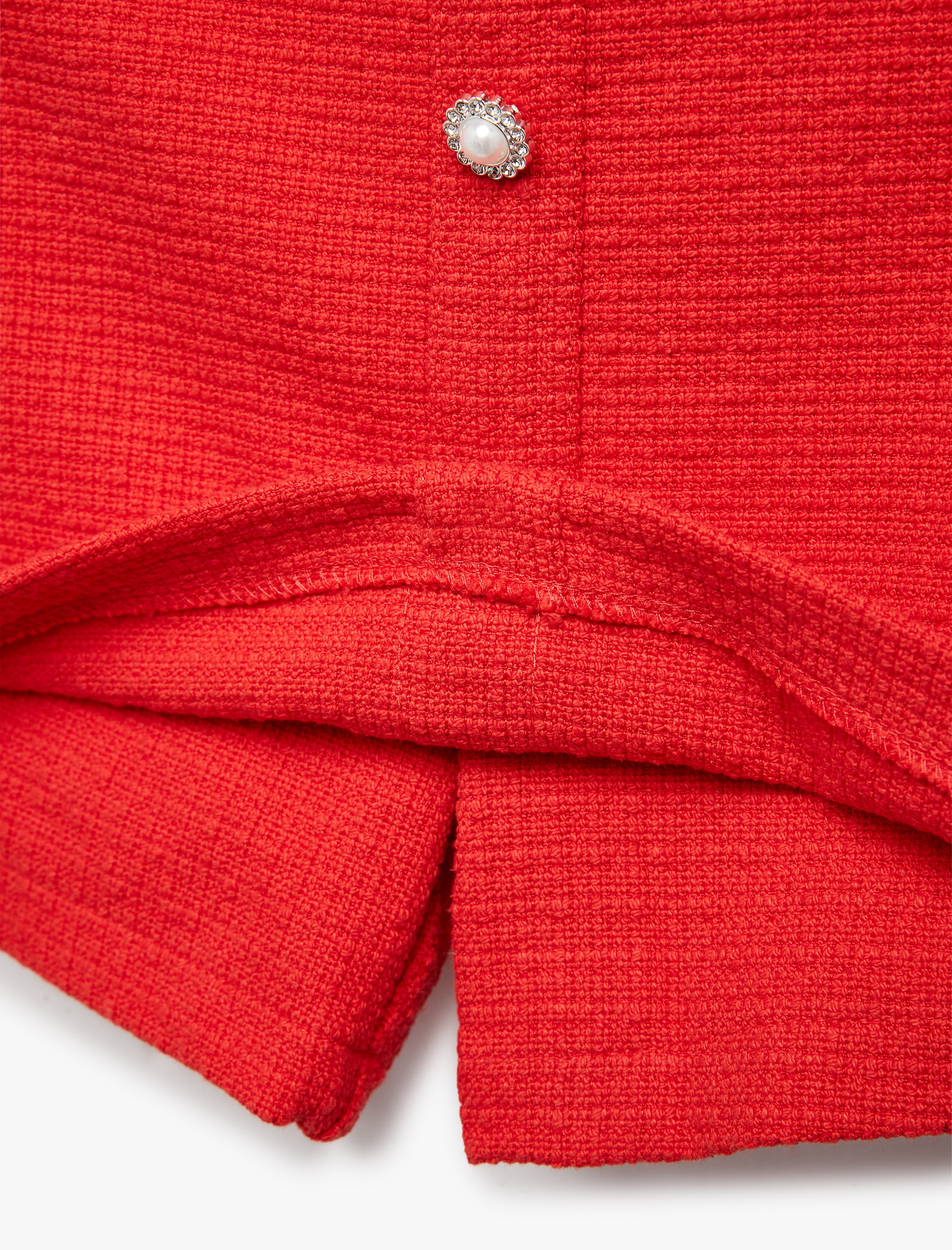  Kız Çocuk Düğmeli Cep Detaylı Tüvit Şort Etek