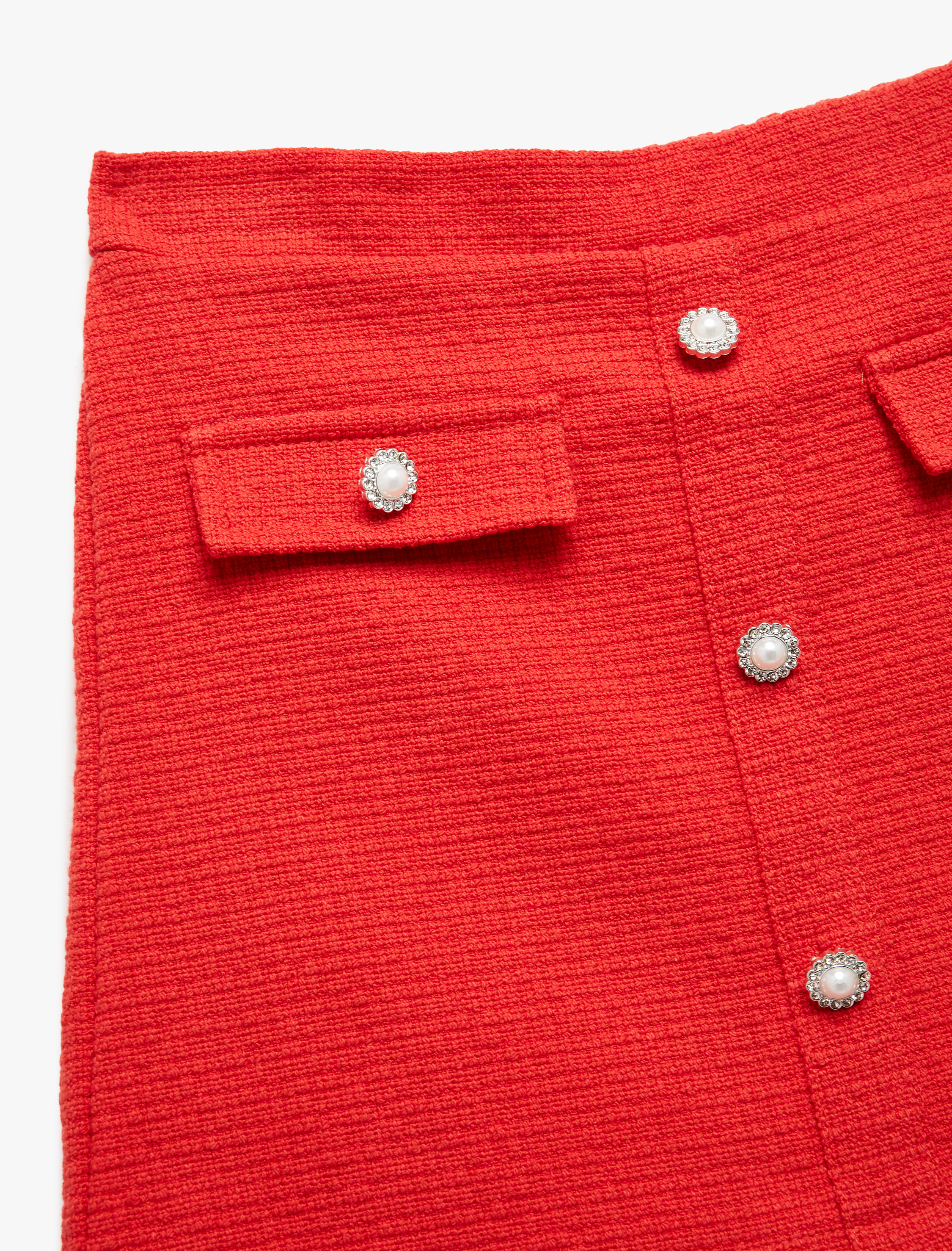  Kız Çocuk Düğmeli Cep Detaylı Tüvit Şort Etek