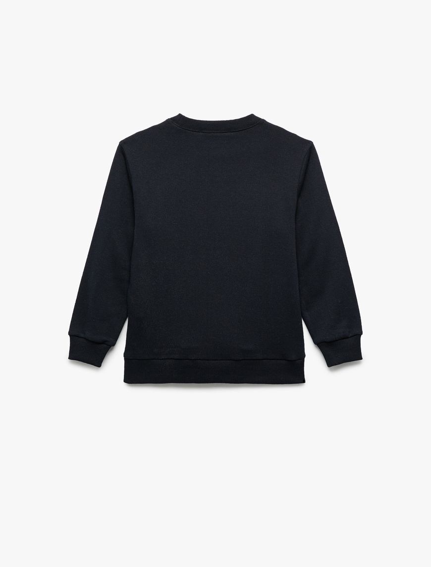  Erkek Çocuk Uzun Kollu Bisiklet Yaka Dinozor Baskılı Şardonlu Sweatshirt