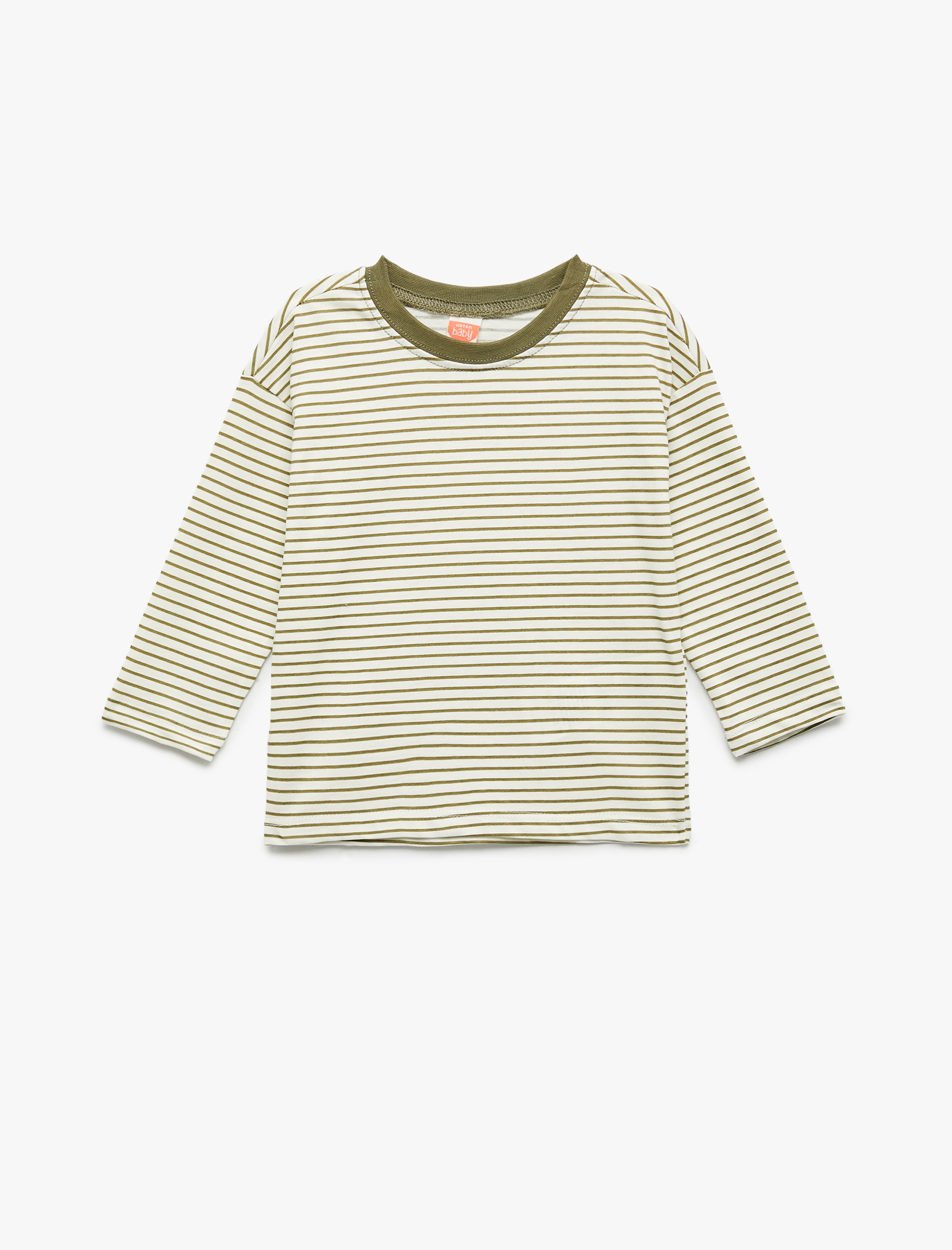  Erkek Bebek Pamuklu Uzun Kollu Bisiklet Yaka 2'li Basic Tişört Seti