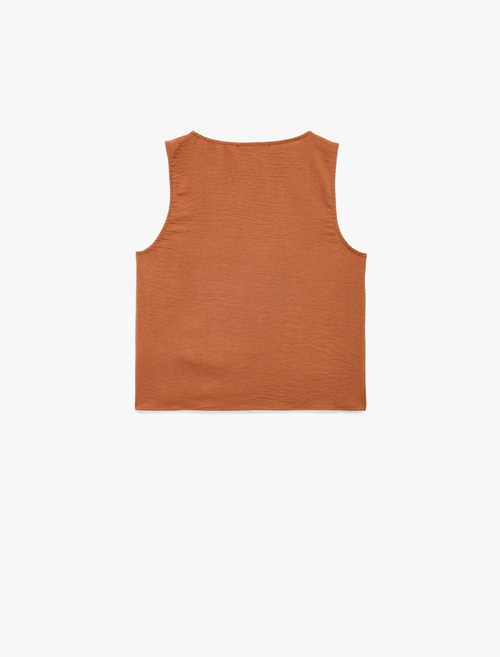  Kolsuz Bisiklet Yaka Drape Detaylı Bluz