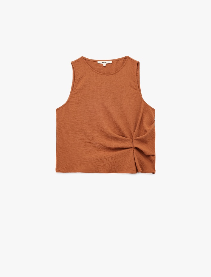  Kolsuz Bisiklet Yaka Drape Detaylı Bluz
