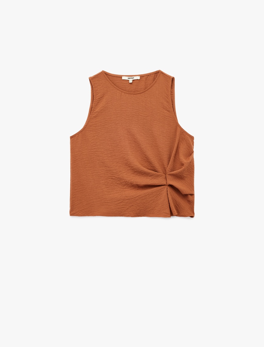   Kolsuz Bisiklet Yaka Drape Detaylı Bluz