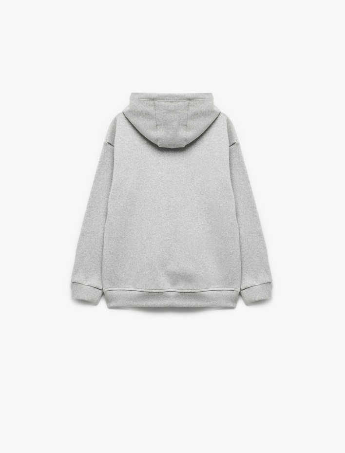 Erkek Çocuk Basketbol Baskılı Şardonlu Uzun Kollu Kapşonlu Sweatshirt