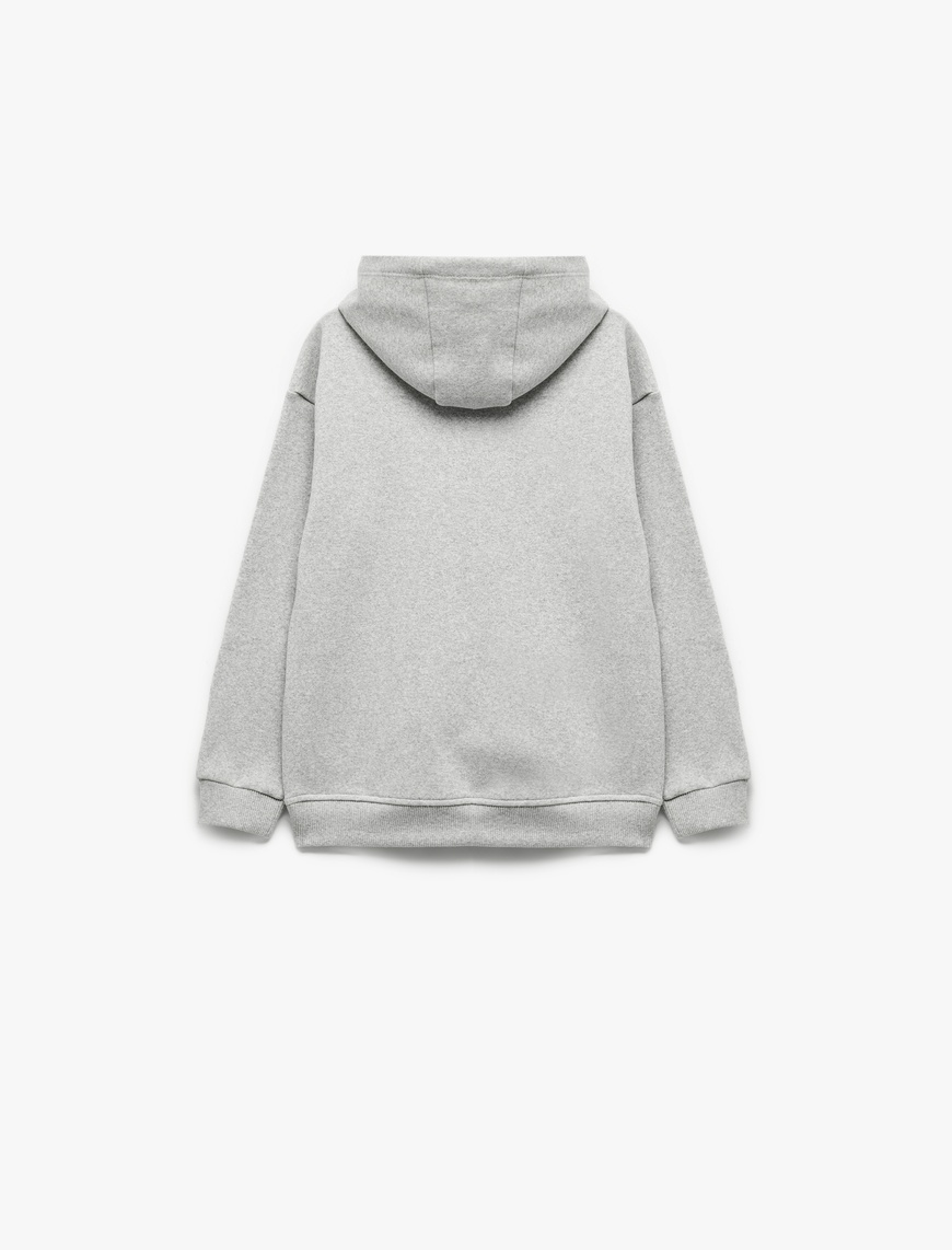  Erkek Çocuk Basketbol Baskılı Şardonlu Uzun Kollu Kapşonlu Sweatshirt