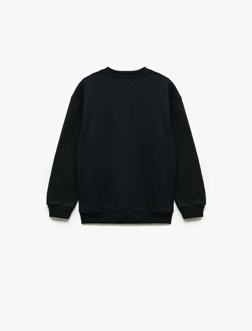  Erkek Çocuk Uzun Kollu Bisiklet Yaka Baskılı Şardonlu Sweatshirt